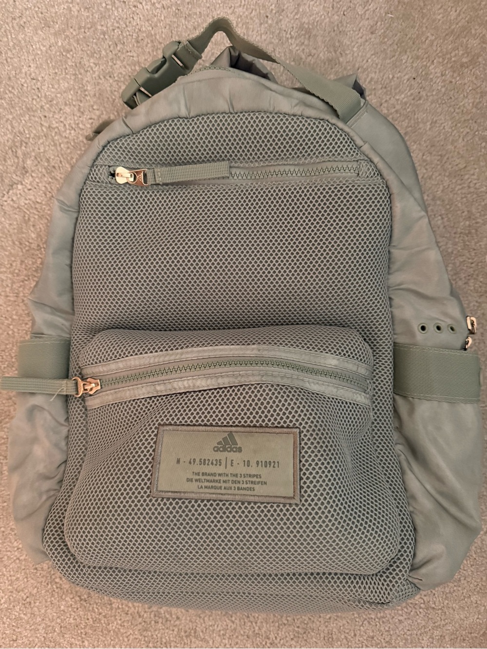 Adidas Sage Green Mesh Backpack
